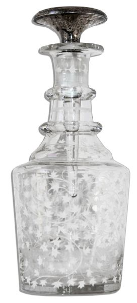 Beautiful Hand-blown Glass Decanter Owned by Greta Garbo -- Features Engine-Turned Silver Top