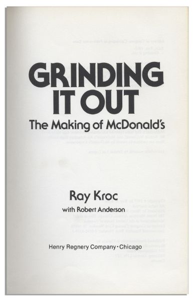 Ray Kroc Signed First Edition of ''Grinding It Out: The Making of McDonald's''