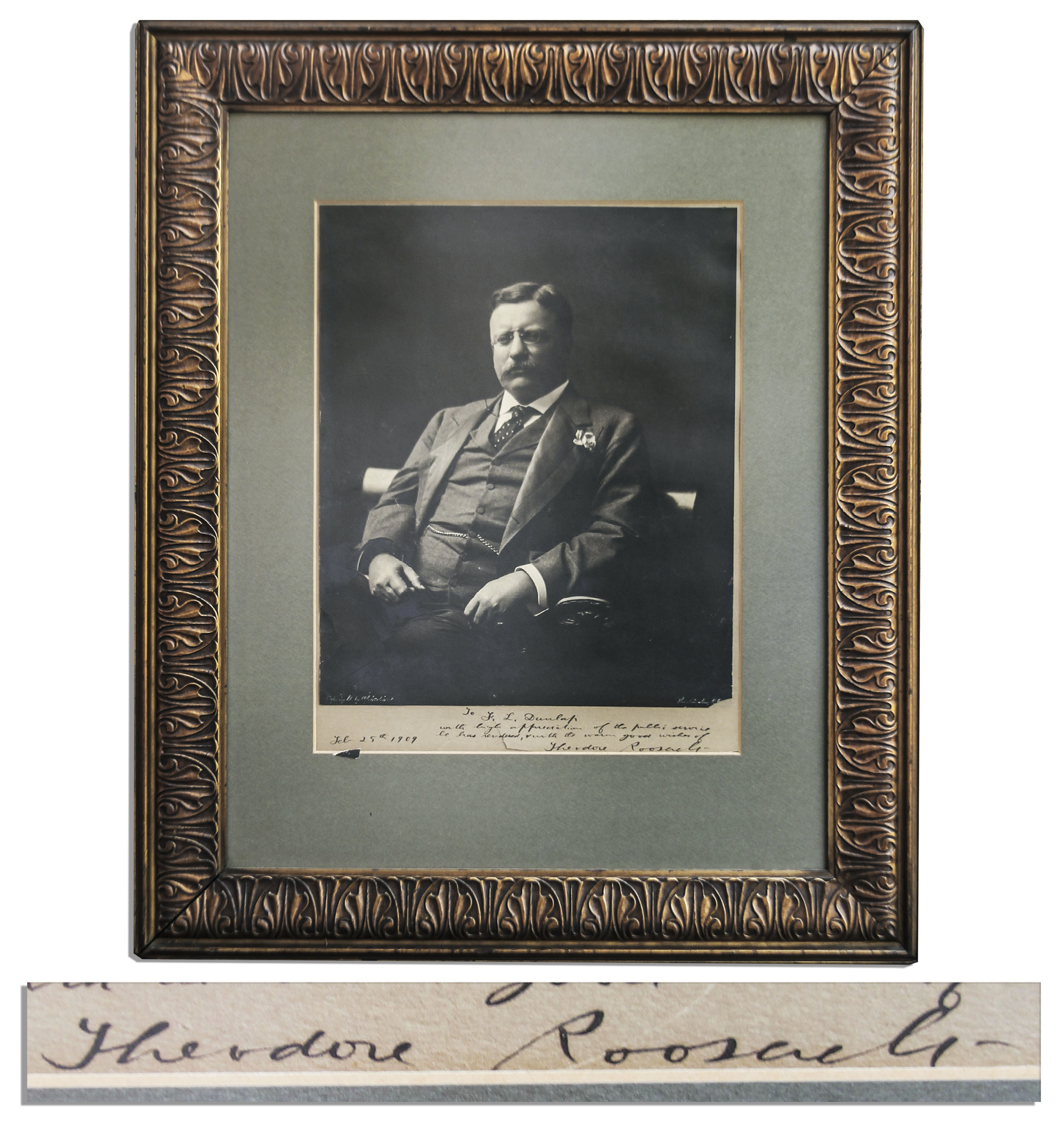 THEODORE ROOSEVELT 8" x 10" Photograph With Autograph RP