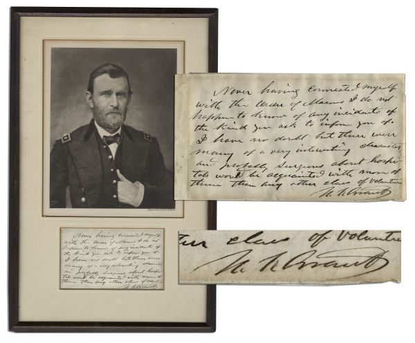 Nicely Framed Ulysses S. Grant Autograph Letter Signed -- Regarding the Order of the Masons