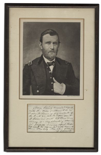 Nicely Framed Ulysses S. Grant Autograph Letter Signed -- Regarding the Order of the Masons