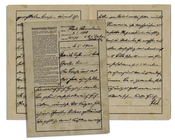 Dachau Concentration Camp Letter -- 1940 Prisoner Letter on Dachau Stationery