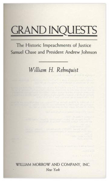 Chief Justice William Rehnquist Signed Edition of ''Grand Inquests''