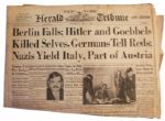 ''New York Herald Tribune'' 3 May 1945 Reporting the Fall of Berlin -- Headlines Include: ''Berlin Won, Reds Hear of Hitler Suicide''