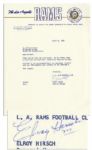 Elroy Crazylegs Hirsch Typed Letter Signed -- ...We are always happy to hear from our Rams fans... -- 1960