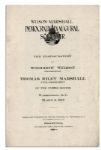 Inaugural Program for Woodrow Wilson -- 5 March 1917, One Month Before Wilson Asked Congress to Declare War Against Germany