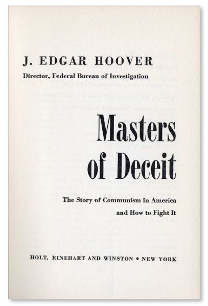 J. Edgar Hoover Signs His ''Masters of Deceit''