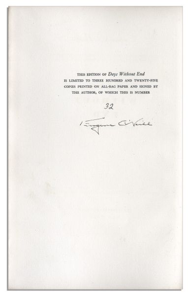 Eugene O'Neill's 1934 Play ''Days Without End'' Signed Limited Edition