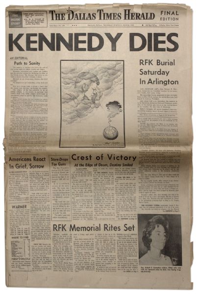 Robert Kennedy's Death Announced in ''The Dallas Times Herald'' Newspaper