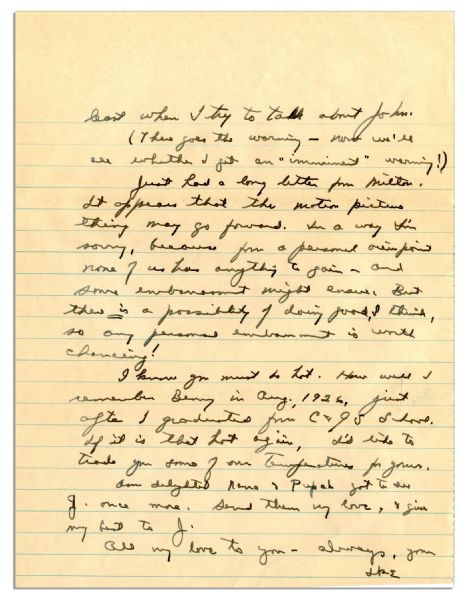 Dwight Eisenhower WWII Autograph Letter Signed One Month After D-Day -- ''...I'm a flea on a hot griddle...how promptly I duck to the shelter when the 'Buggers' come around!...''