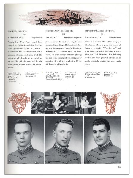 Apollo 11 Astronaut Michael Collins 1952 West Point Senior Yearbook