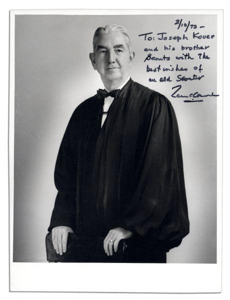 U.S. Supreme Court Justice Tom C. Clark Signed Photo -- ''...best wishes of an old Scouter...''