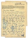 1944 Autograph Letter Signed From a Sachsenhausen Concentration Camp Prisoner -- ''...I am very thankful...''