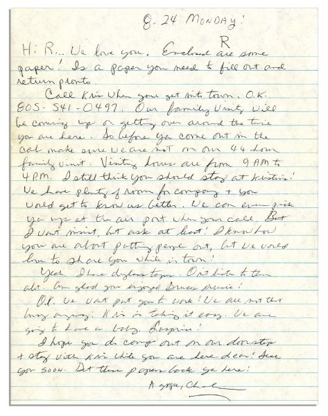 Rare Autograph Letter Signed From Manson Family Member Charles ''Tex'' Watson