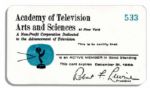 ''Mr. Television'', Milton Berle Academy of Television Arts and Sciences 1959 Membership Card