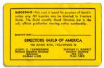 Milton Berle's 1960-61 Official Directors Guild of America Membership Card