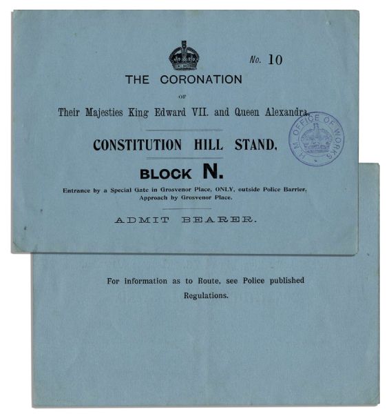 King Edward VII & Queen Alexandra Coronation Invitation Ticket