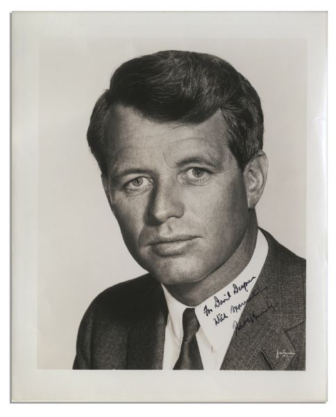 Robert Kennedy Signed Photo -- Stark Portrait Measuring 8'' x 10''
