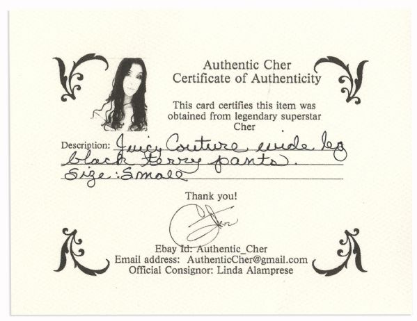 Cher Personally Owned Terrycloth Lounge Pants by Juicy Couture
