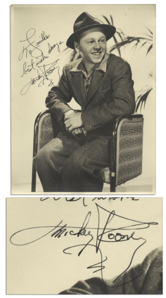 Early Mickey Rooney Signed 10'' x 13'' Photo
