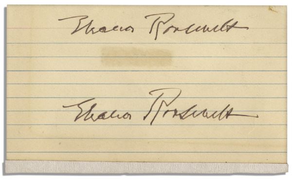 Eleanor Roosevelt Twice-Signed Index Card -- 3'' x 5'' -- Very Good