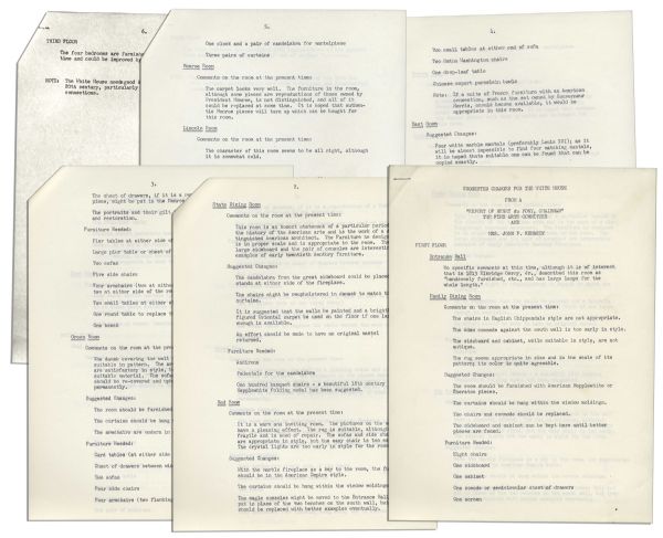 Jackie Kennedy White House Document -- Detailing the Famous Renovation of the White House