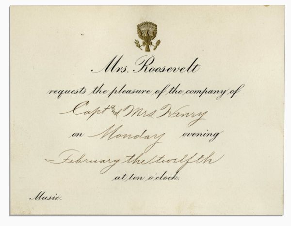 Theodore Roosevelt White House Invitation Card