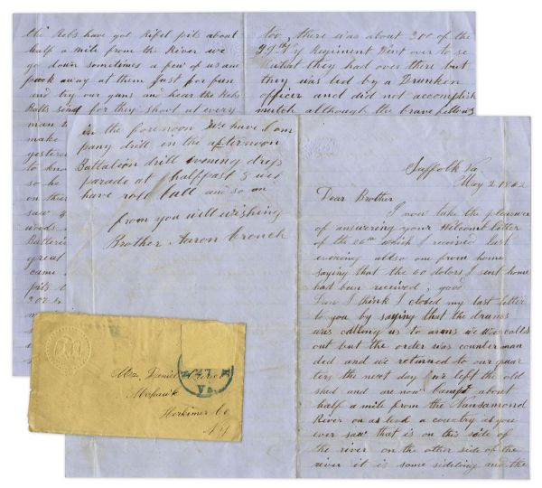 Civil War Soldier Letter -- ''...the slaughter must have been great...50 of them was shot down. So much for drunken officers...They did shoot at our wounded men laying on the ground...''