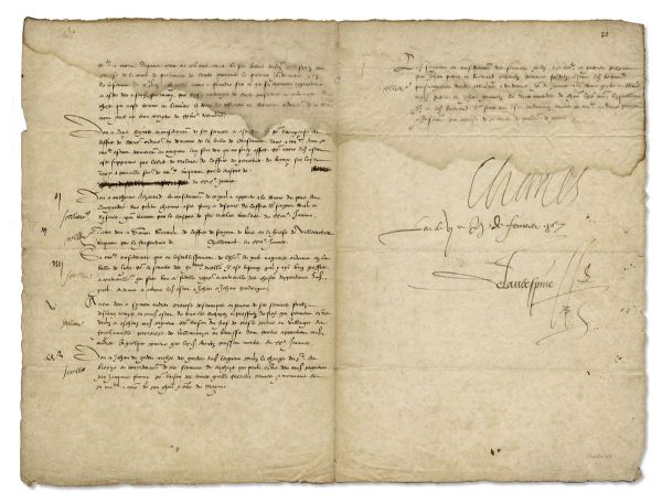 Charles IX, King of France, Document Signed From 1567, Seven Years Into His Reign