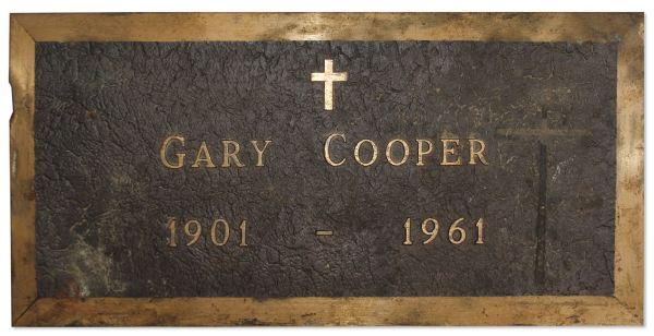 Gary Cooper's Original Grave Marker -- From His First Burial Site at the Holy Cross Cemetery in Culver City, California