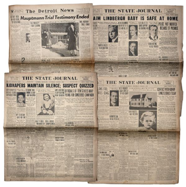Charles Lindbergh Baby Kidnapping Newspapers -- Four Newspapers in Total