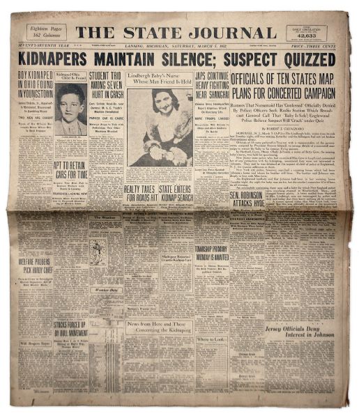 Charles Lindbergh Baby Kidnapping Newspapers -- Four Newspapers in Total
