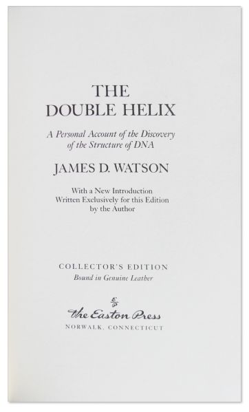 James D. Watson ''The Double Helix'' Signed -- 22K Gold Detailing