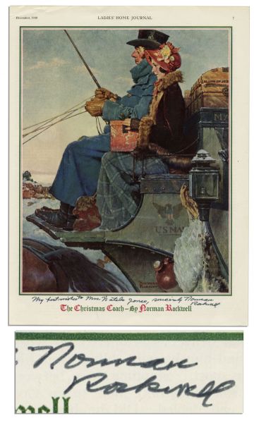 Norman Rockwell Signed Print of The Christmas Coach