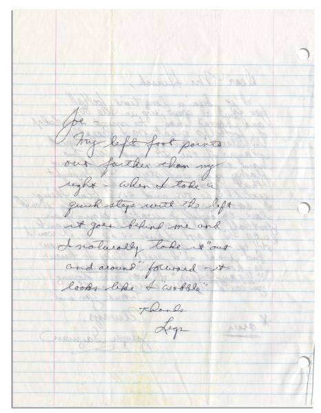 Running Back Elroy ''Crazylegs'' Hirsch Autograph Letter Signed -- Describing How He Got His Nickname: ''...it looks like I 'wobble'...Legs''
