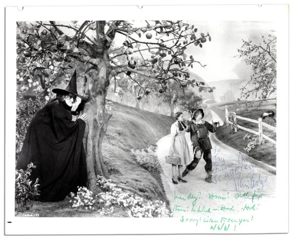 10'' x 8'' Signed ''The Wizard of Oz'' Photo of Ray Bolger and Margaret Hamilton -- ''...I'll fix them!...WWW!''