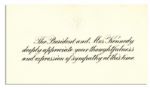 John & Jackie Kennedy White House Card on the Death of Their Child
