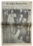 JFK Assassination Newspaper -- Dallas Morning News -- 25 November 1963 -- Announcing Oswalds Death