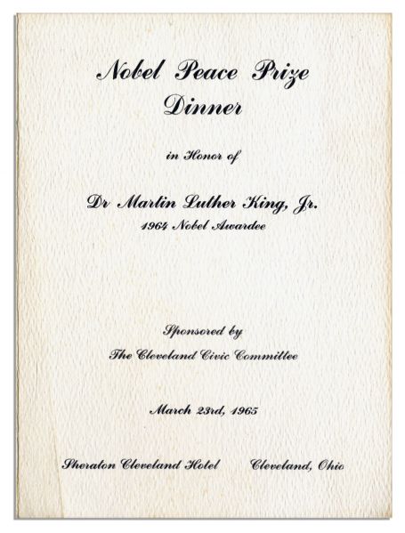 Martin Luther King, Jr. Program From His 1965 Speaking Engagement Following His Nobel Peace Prize Win