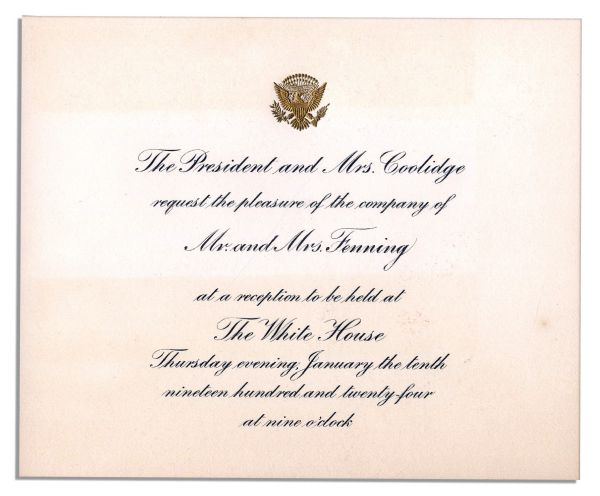 Invitation to The Coolidge White House & Pass for Parking -- 1924