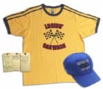 David Koechner Worn Racing T-Shirt & Cap From Will Ferrell Comedy Talladega Nights