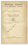 Carl Sandburg Signed First Edition of ''Abraham Lincoln, The Prairie Years''