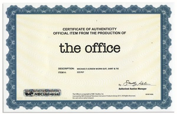 Steve Carell ''The Office'' Wardrobe -- With a COA from NBC Universal