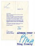 Bing Crosby Typed Letter Signed -- ...Ive heard of this boy and his prowess... -- 1965