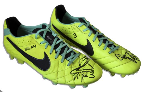 Gerard Pique Match-Worn Football Shoes Signed -- From the Match-up Dubbed ''El Clasico'' Between Barcelona & Real Madrid
