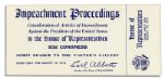 Richard Nixon Impeachment Trial Ticket -- Unused U.S. House Ticket to the Impeachment Trial