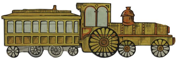 Train Cutout From Captain Kangaroo -- Hand-Painted Train on Wooden Board -- Measures 22.75'' x 7.5'' -- Near Fine -- From the Robert Keeshan Estate