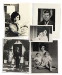 Lot of 5 Photographs of JFK and Jackie Kennedy -- Includes Solo Portraits Along With Photographs of the Kennedy Children