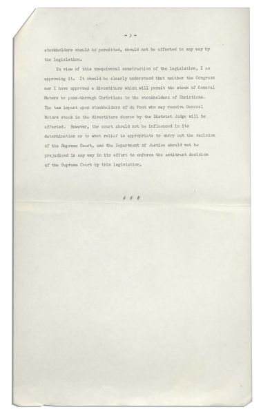 White House Press Release From 1962 Announcing President Kennedy's Approval of Bill H.R. 8847, Amending the Internal Revenue Code of 1954