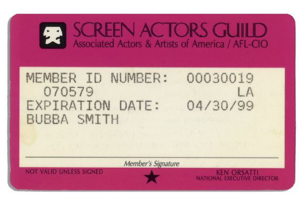 SAG Card Belonging to Football Legend & Actor Bubba Smith